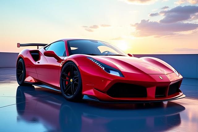 Brightly colored sports car with intense, vibrant gloss from ceramic coating